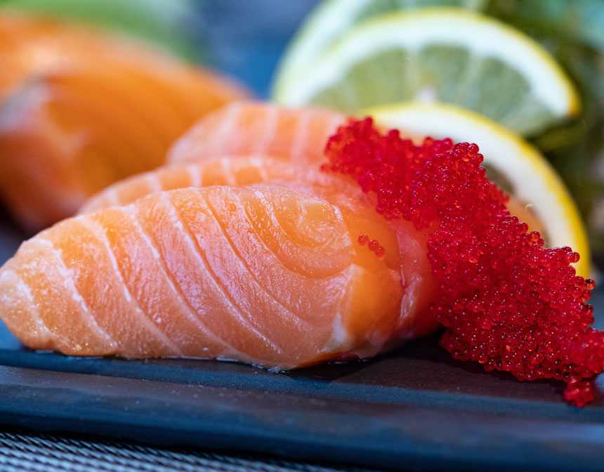 Close up photo of sliced salmon