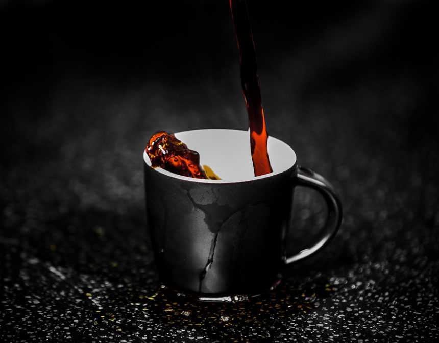 Coffee in black mug