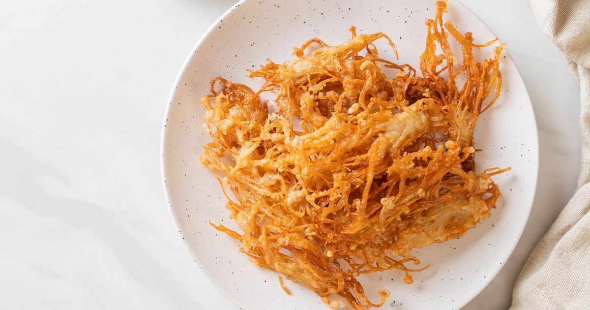 Cooked Enoki Mushrooms
