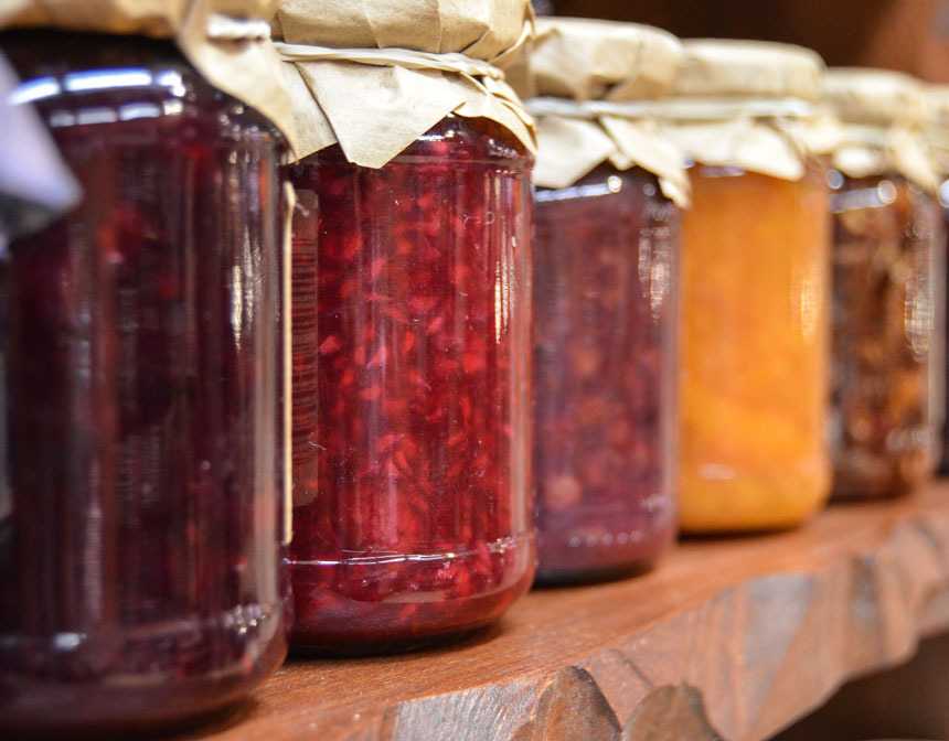 Focus picture of jams in a jars