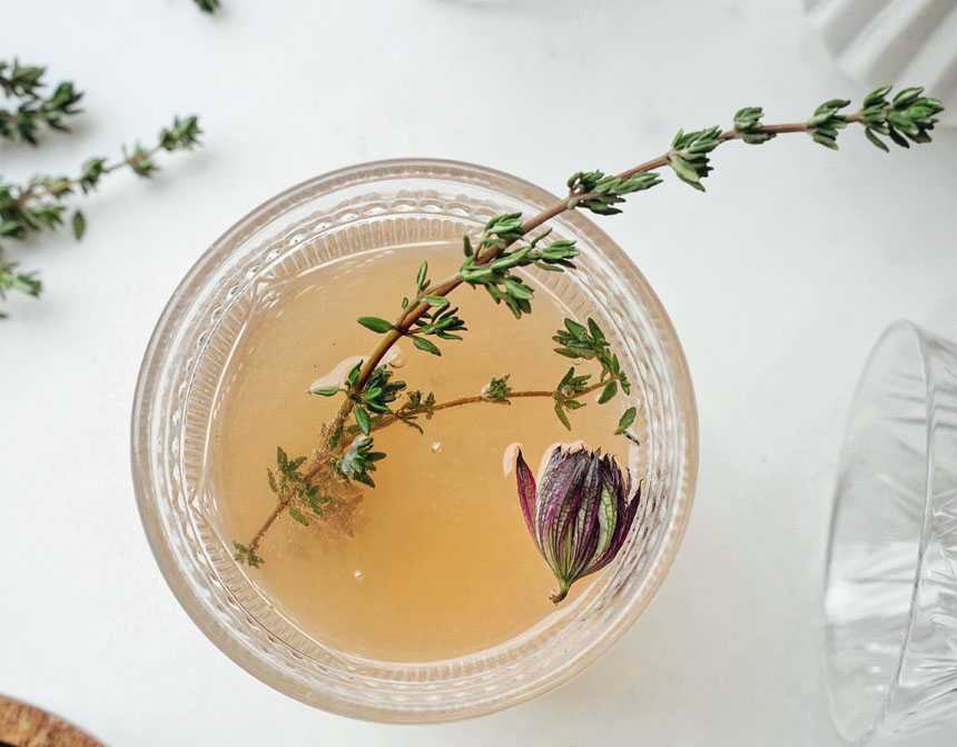 Herbal tea in a glass