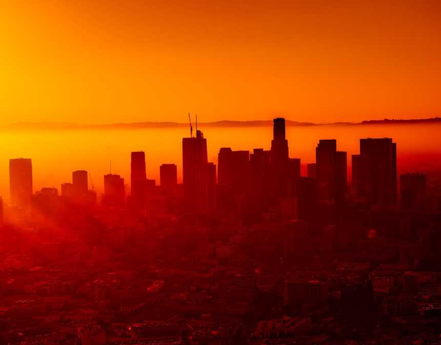 Los Angeles skyline on a sunset