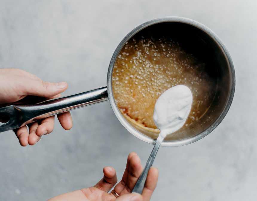 Pan with brown sauce