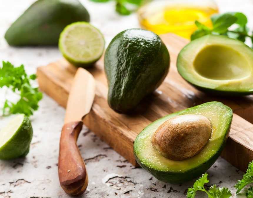 Sliced avocado and knife