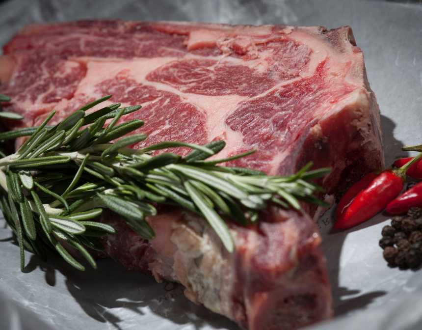 Steak meat raw herbs