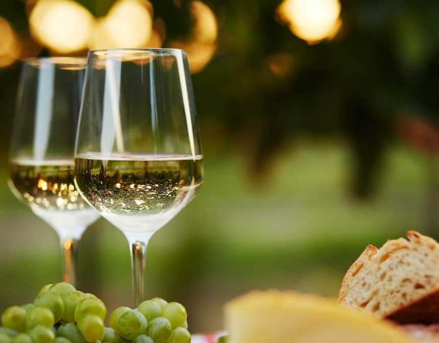 White wine with food